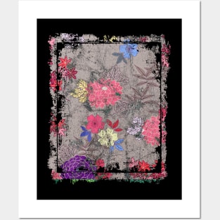 Japanese Floral Pattern Chrysanthemum Cherry Blossom Earth Tone Colors 28 Posters and Art